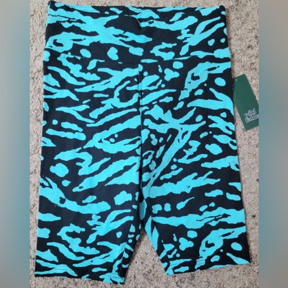 New NWT Wild Fable Blue and Black Zebra Print High Rise Bike Shorts